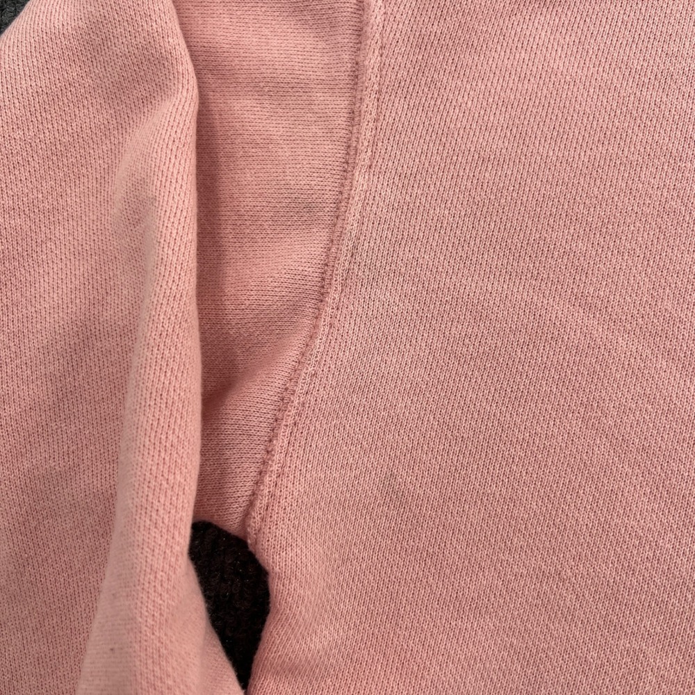 Aerie Henley Crop Sweatshirt Women Medium Pink Long Sleeve Raw Hem Comfy Lounge - Picture 4 of 8